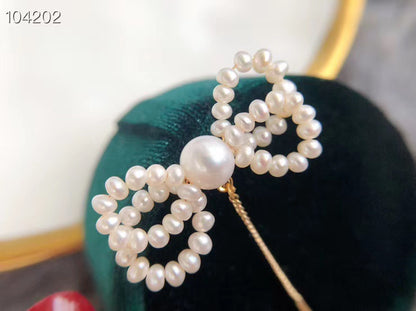 Handmade Bowtie Pearl Earrings