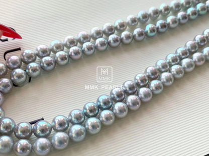 Japanese Akoya Gray Pearl Necklace | Single Strand | Pearls 8.0–8.5mm | 18K Gold
