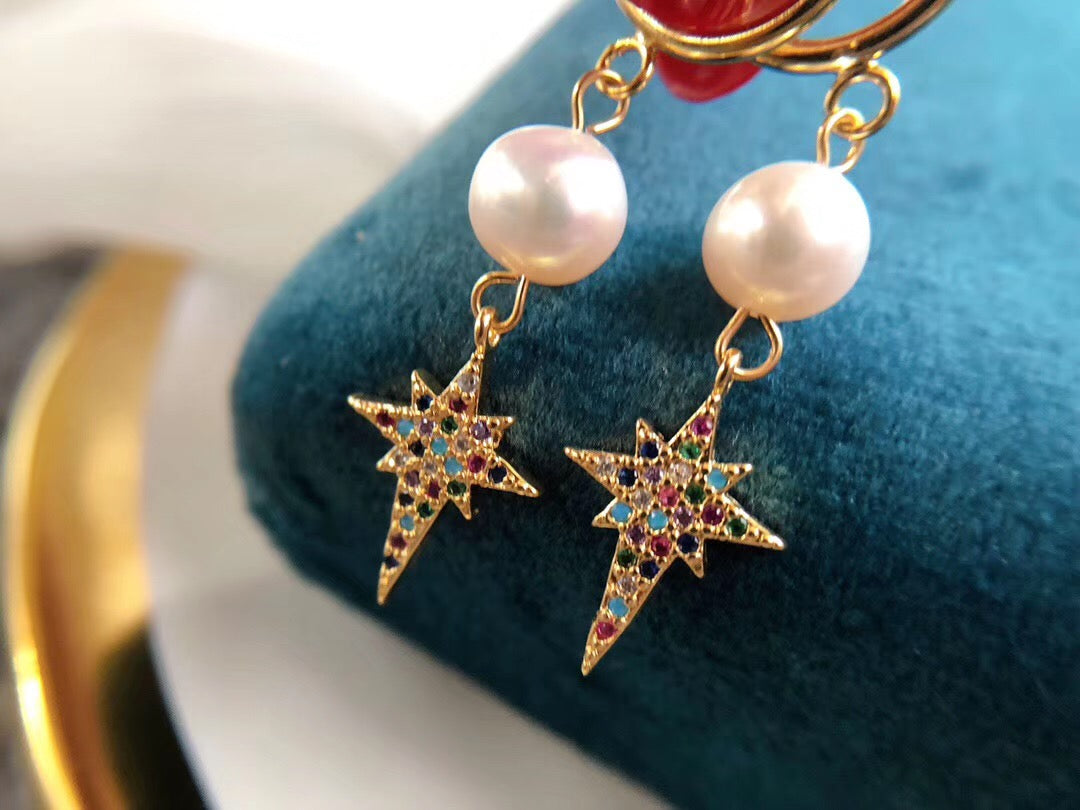Pearl Non Pierced / Clip On Star Earrings