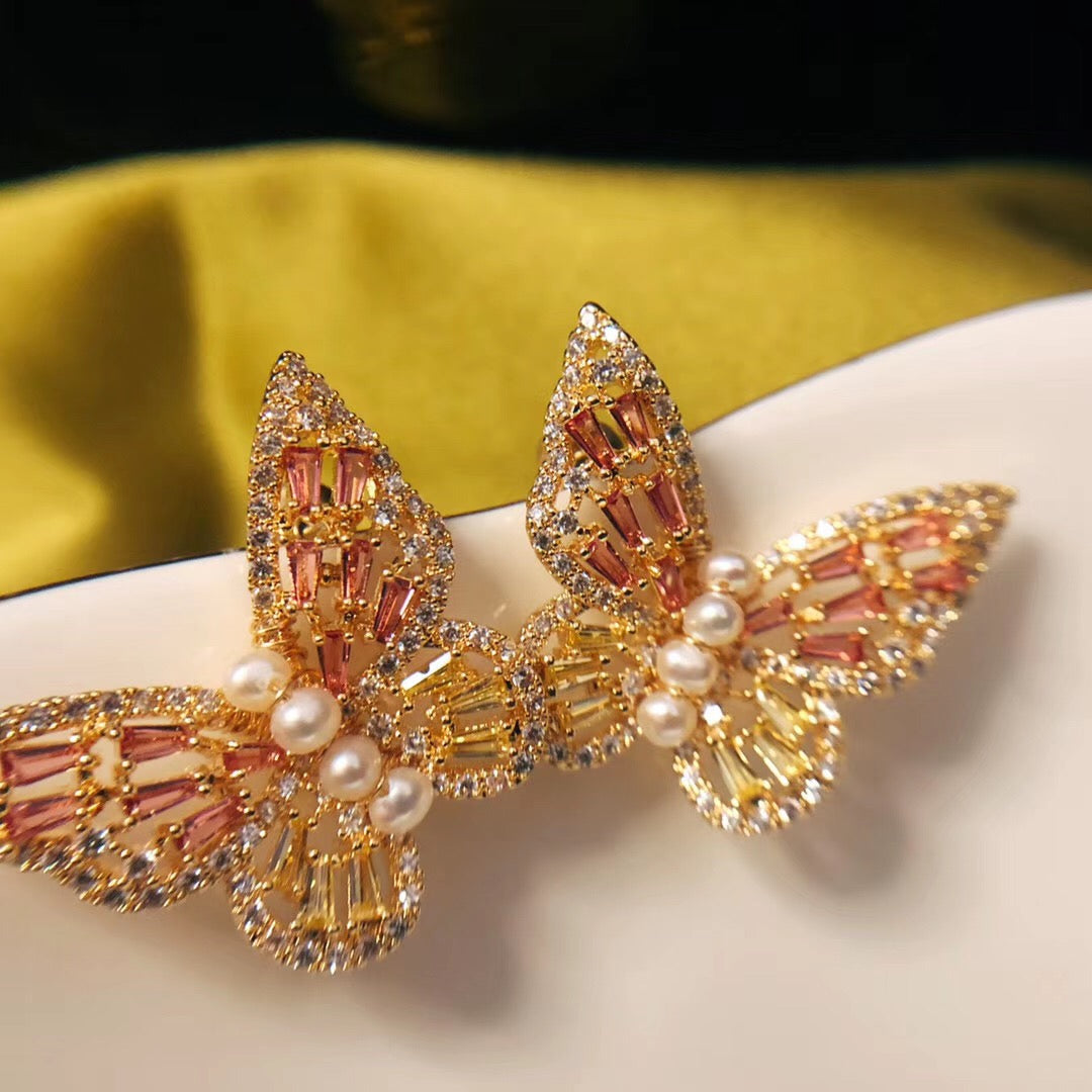 Zirconia Butterfly Studs Earrings