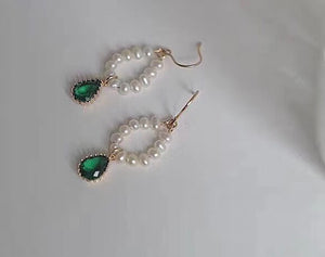 Lab-Created Emerald Gemstone Teardrop Earrings