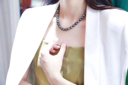 Exquisite 11–12mm Tahitian Pearl Strand Necklace in Multicolor or Black with 18K Gold Clasp