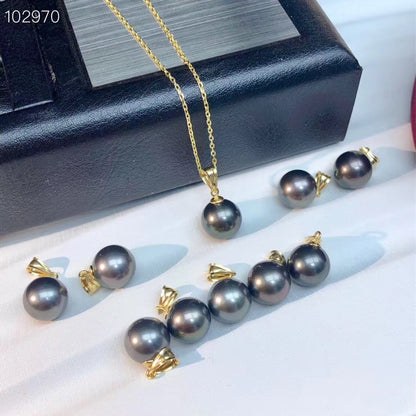 Black Tahitian Pearl Luxe on 18K Yellow Gold Chain | Pearl 10‑11mm