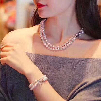 7–8mm Convertible Double-Strand Pearl Jewelry Set