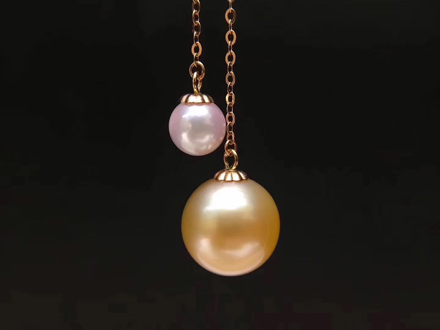 Southsea Golden Pearl and Japanese Akoya Pearl Drop Earrings