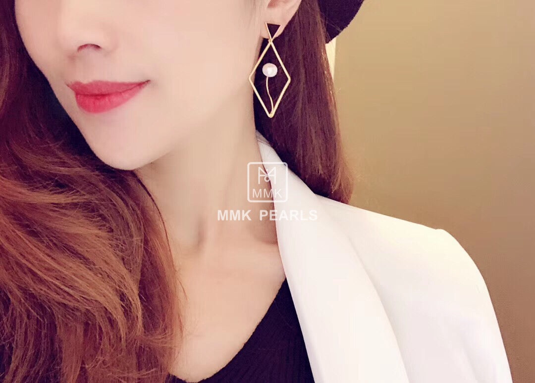 Diamond and Triangle Statement Drop Earrings
