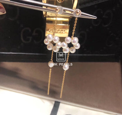 Plum Blossom White Pearl Earrings 14K Gold Filled