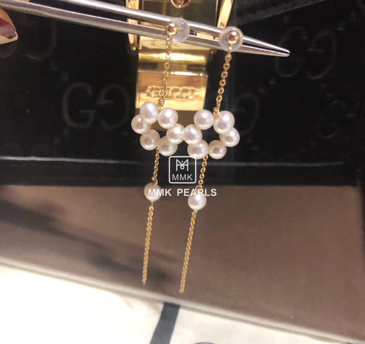 Plum Blossom White Pearl Earrings, Necklace, Bracelet Matching Set