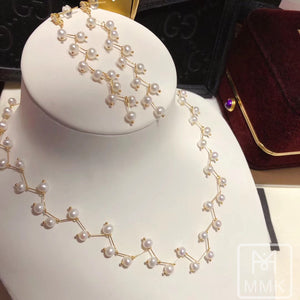 14K Gold Filled Tree Branch Inspired All Natural Necklace And Earring Set