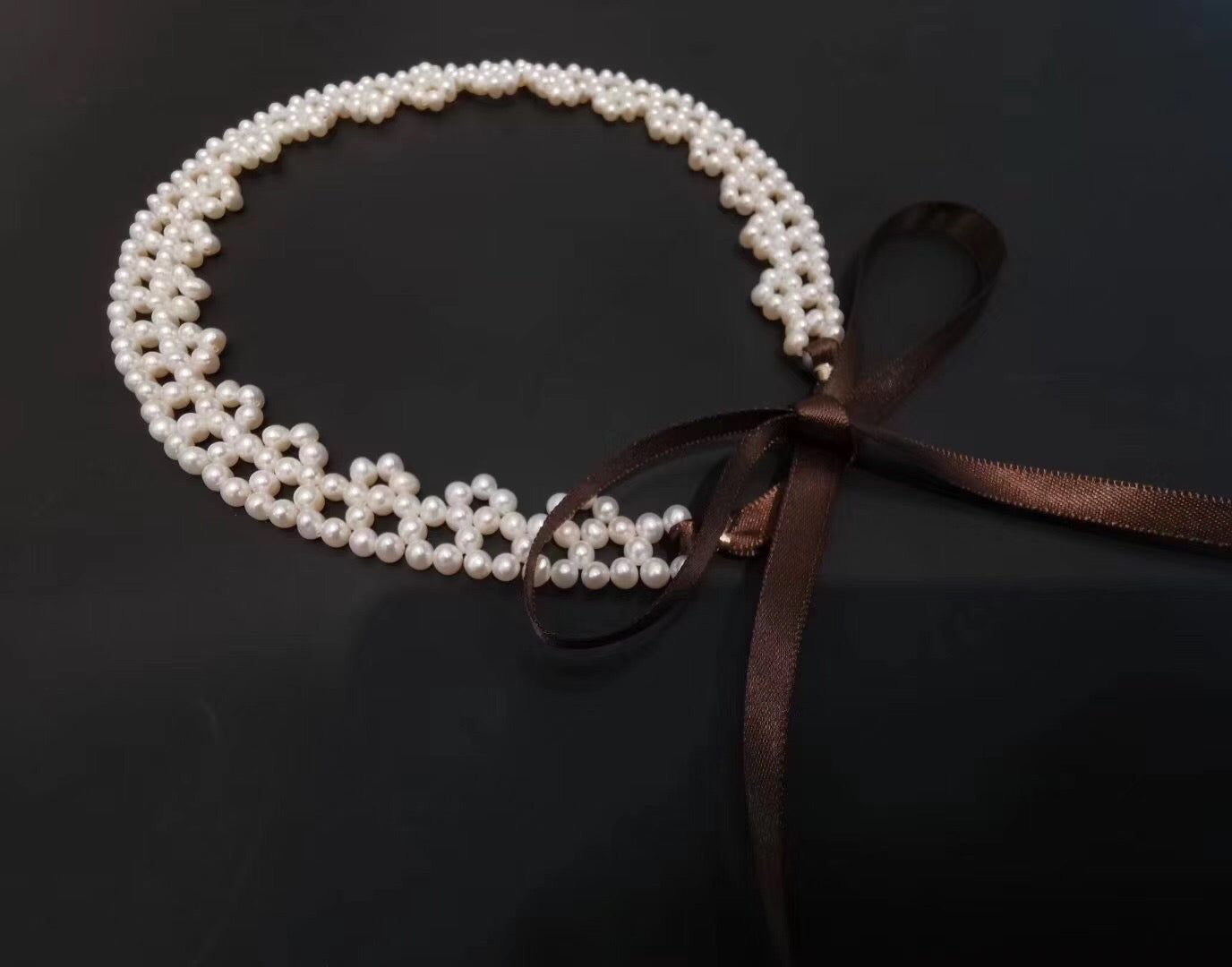 Handmade Authentic Pearl Soft Hair Band and Choker