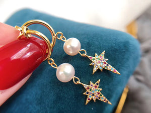 Pearl Non Pierced / Clip On Star Earrings