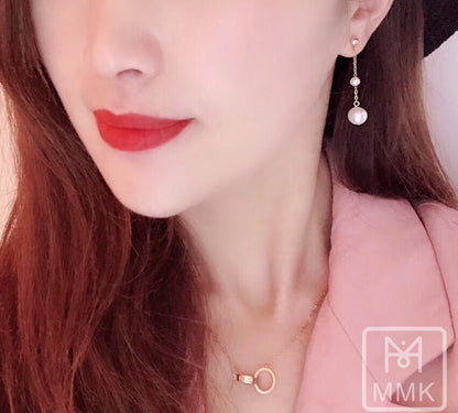 Double-Pearl Drop Earrings 14K Gold Filled