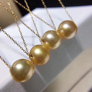 18K Gold 11-12mm South Sea Golden Pearl Necklace