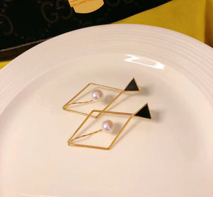 Diamond and Triangle Statement Drop Earrings