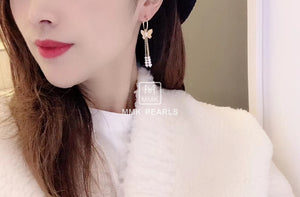Butterfly Tassel Pearl Earrings