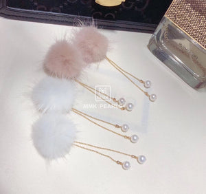 Fur Ball Earrings, Pom Pom Earrings