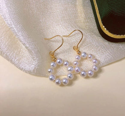 Minimalist Donut Hoop Pearl Earrings