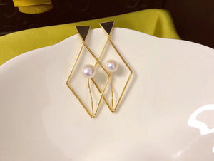 Diamond and Triangle Statement Drop Earrings