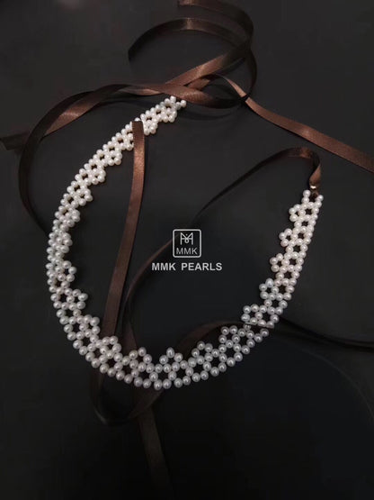 Handcrafted Pearl Hair Band or Choker – Versatile Design