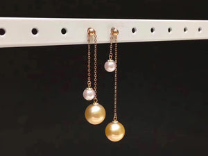 Southsea Golden Pearl and Japanese Akoya Pearl Drop Earrings
