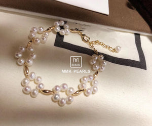Plum Blossom White Pearl Earrings 14K Gold Filled