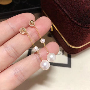 Double-Pearl Drop Earrings 14K Gold Filled