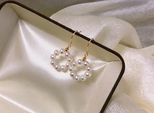 14K Gold Filled Donut Hoop Pearl Earrings