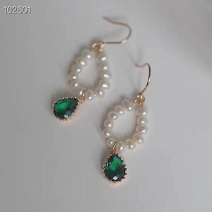 Lab-Created Emerald Gemstone Teardrop Earrings