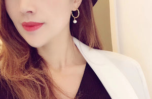 C-Shaped Pearl Post Earrings