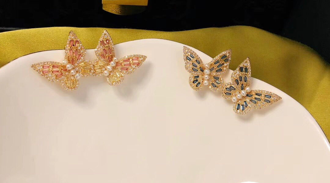 Zirconia Butterfly Studs Earrings