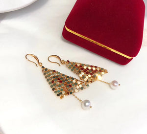 Golden Sequin Drop Earrings