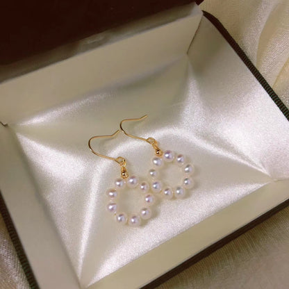 Minimalist Donut Hoop Pearl Earrings