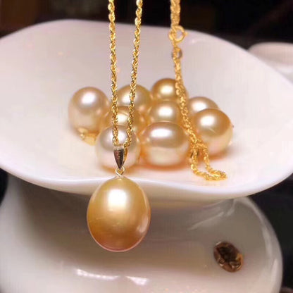 Southsea Golden Pearl Pendant on 18K Yellow Gold Chain - 10-11mm