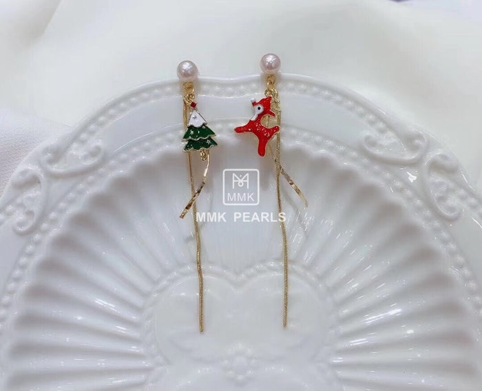 Christmas Tree and Reindeer Statement Earrings