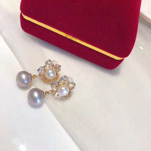 Double-Pearl Floral Earrings