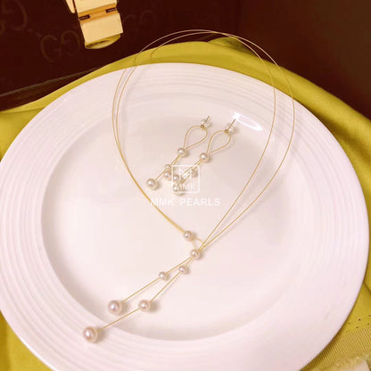 Luna Duo Pearl Set – 2-Pearl Necklace & Single Drop Earrings | 14K Gold Filled