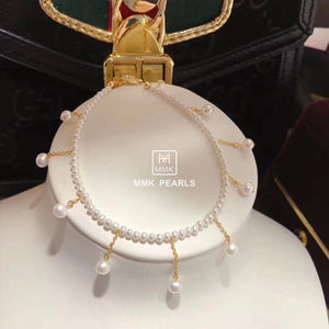 14K Gold Filled White Pearl Anklet Adjustable in Size