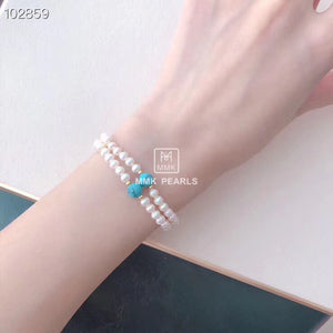 MMK Double Strand Pearl And Italian Turquoise Bracelet
