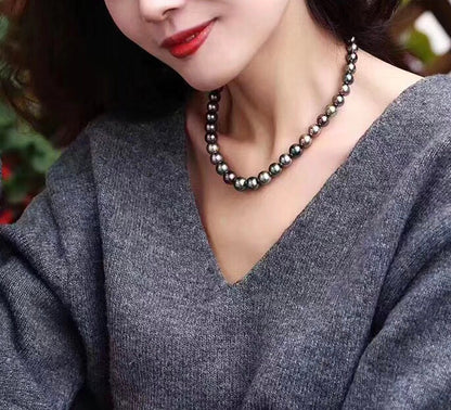 AAAAA Luxury Natural Multicolor Tahitian Pearl Necklace – 12–15mm