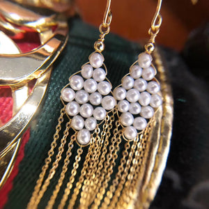 Diamond-Shaped Handmade Pearl Earrings