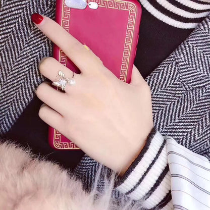 Natural White Pearl Handmade Butterfly Silver Ring by MMK