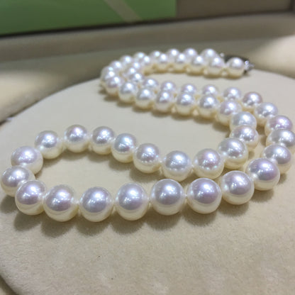 AAAAA Natural White Pearl (9-10mm) Collar 18" Necklace by MMK