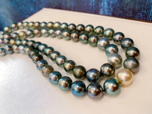 AAAAA 10-12 mm Mixed Color Tahitian Pearl Necklace
