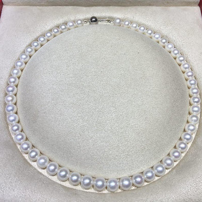 AAAAA Natural White Pearl (9-10mm) Collar 18" Necklace by MMK