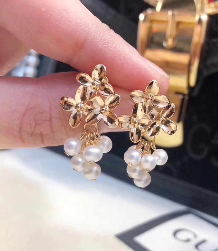 Grapevine Inspired 18K Gold Plated Pearl Earrings