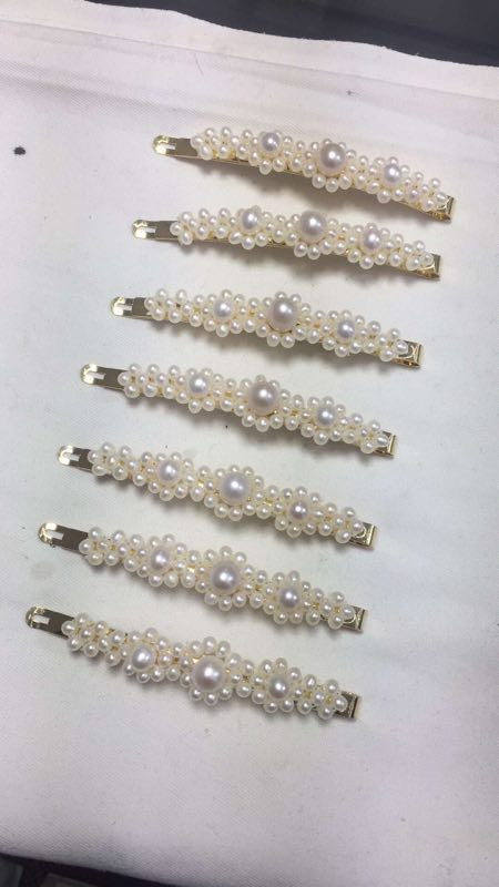 Handmade Authentic Pearl Hair Pin Barrette Design A